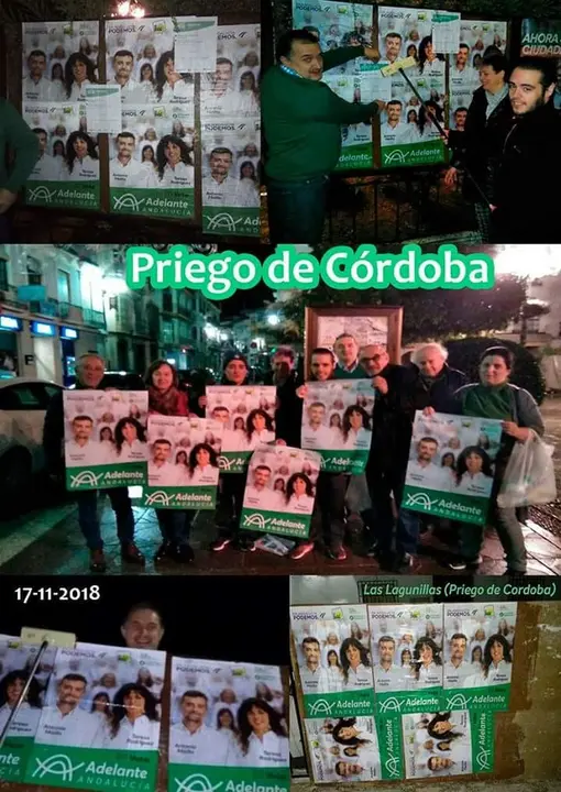 Pegada de carteles de Adelante Andaluc&iacute;a en Priego y sus aldeas (FOTO: extra&iacute;da del perfil 'Luisa RuCa')