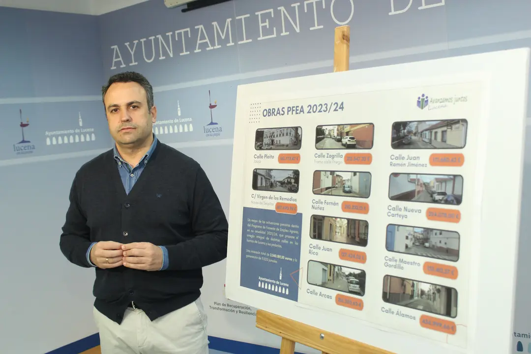 Javier Pineda da a conocer las obras PFEA 2023 en Lucena (FOTO: cedida)