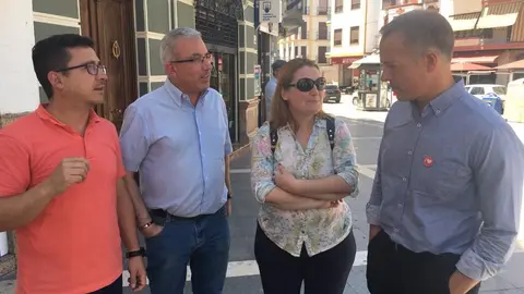 Caballero junto a Rold&aacute;n y &Aacute;nder Gil, este mediod&iacute;a en Cabra (FOTO: cedida)
