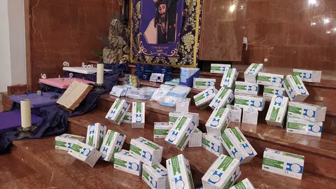 Mascarillas donadas a C&aacute;ritas de la Barriada Virgen de la Sierra, en Cabra, por la empresa Termik Control (FOTO: cedida)