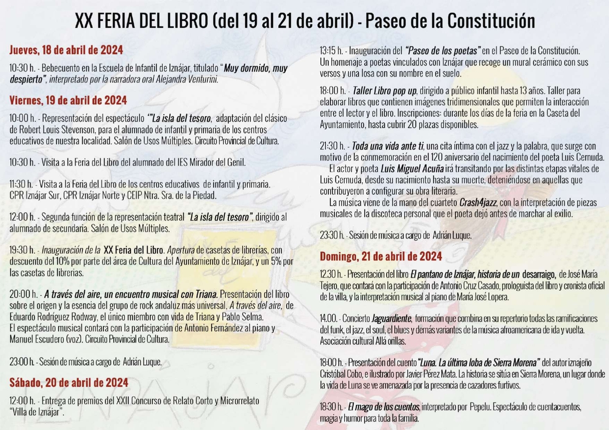 Programa Feria del Libro en Iznájar 2024